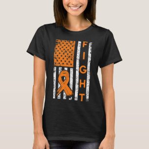 Fight US American Flag Orange Ribbon Leukaemia Awa T-Shirt