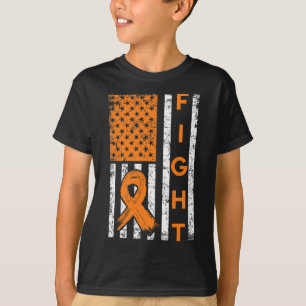 Fight US American Flag Orange Ribbon Leukaemia Awa T-Shirt