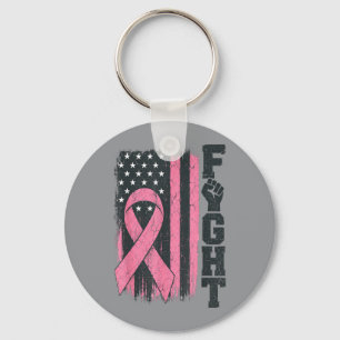 Fight Usa Flag Breast Cancer Awareness Patriotic Key Ring