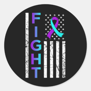 Fight Usa Flag Happy Suicide Awareness Support Gra Classic Round Sticker