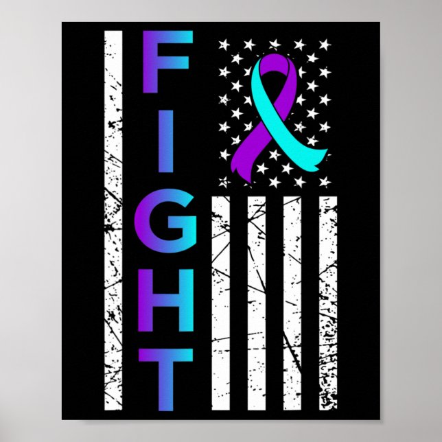 Fight USA Flag Happy Suicide Awareness Support Gra Poster (Front)