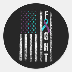 Fight Usa Flag Happy Suicide Prevention Awareness  Classic Round Sticker