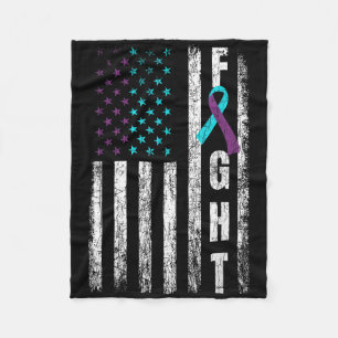 Fight Usa Flag Happy Suicide Prevention Awareness Fleece Blanket
