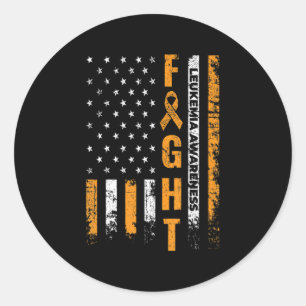 Fight USA Flag Leukaemia Awareness Cancer Survivor Classic Round Sticker