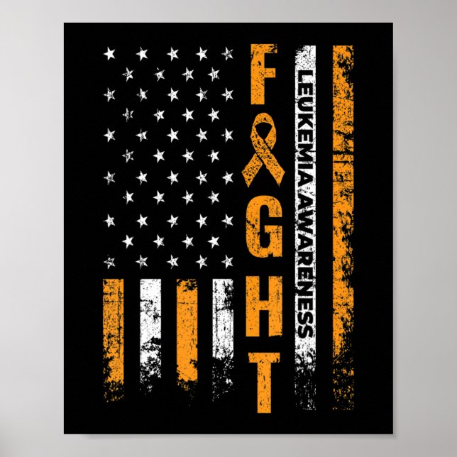 Fight USA Flag Leukaemia Awareness Cancer Survivor Poster (Front)