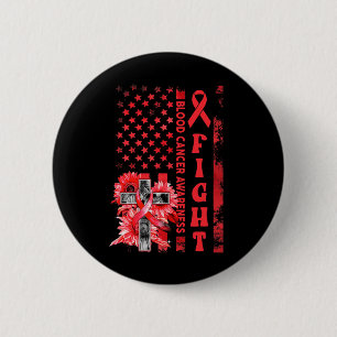 Fight USA Flag Sunflower Christian Blood Cancer Aw 6 Cm Round Badge