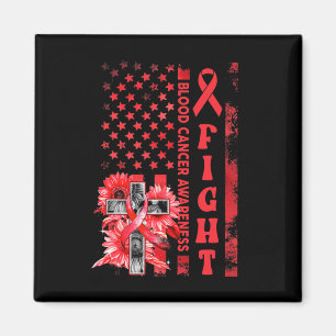 Fight USA Flag Sunflower Christian Blood Cancer Aw Magnet