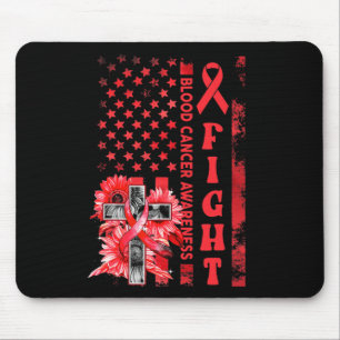 Fight USA Flag Sunflower Christian Blood Cancer Aw Mouse Mat