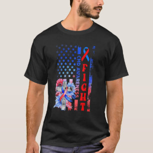 Fight Usa Flag Sunflower Christian Chd Awareness T-Shirt