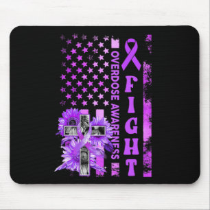 Fight USA Flag Sunflower Christian Overdose Awaren Mouse Mat
