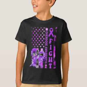 Fight USA Flag Sunflower Christian Overdose Awaren T-Shirt