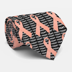 Fight Uterine Cancer Peach Ribbon Tie