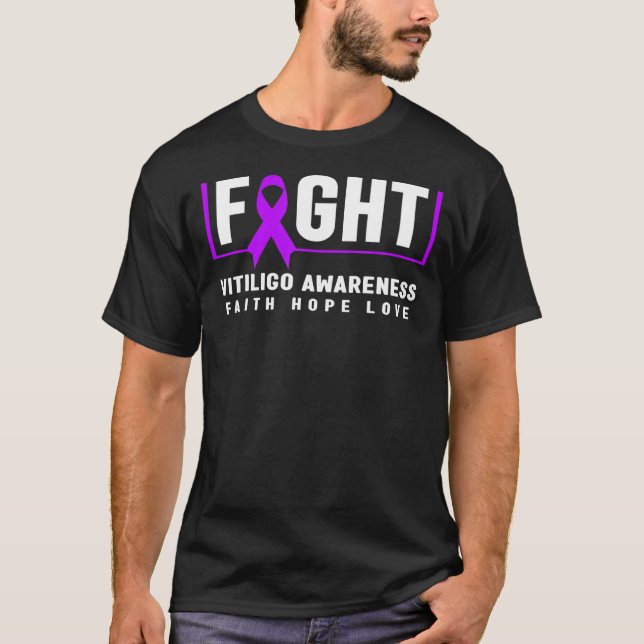 Fight Vitiligo   Purple Ribbon Vitiligo Awareness  T-Shirt (Front)