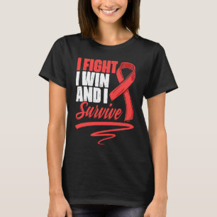 Fight Win Stroke Survivor Red Ribbon Stroke Awaren T-Shirt