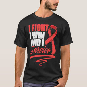 Fight Win Stroke Survivor Red Ribbon Stroke Awaren T-Shirt