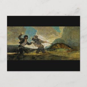 Fight with Cudgels by Francisco Goya c 1820 Postcard