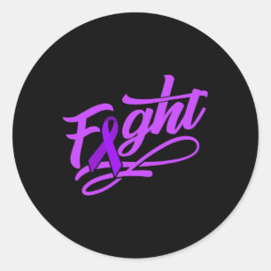 Fight World Cancer Day Gift Purple Ribbon Chemothe Classic Round Sticker
