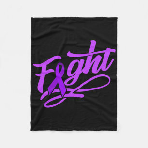 Fight World Cancer Day Gift Purple Ribbon Chemothe Fleece Blanket