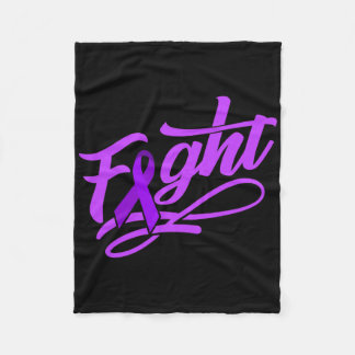 Fight World Cancer Day Gift Purple Ribbon Chemothe Fleece Blanket
