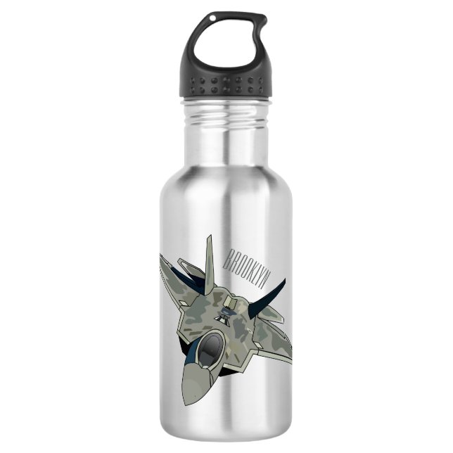 Fighter aircraft cartoon illustration 532 ml water bottle (Front)