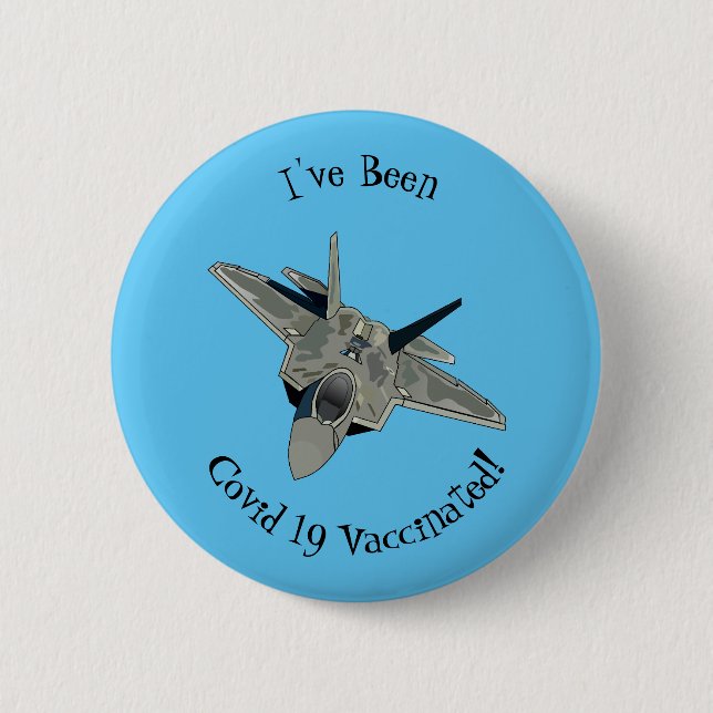Fighter aircraft cartoon illustration 6 cm round badge (Front)