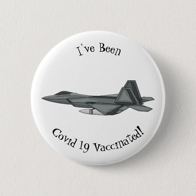 Fighter aircraft cartoon illustration 6 cm round badge (Front)