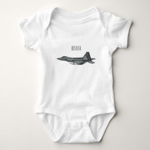 Fighter aircraft cartoon illustration baby bodysuit