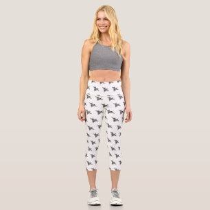 Fighter aircraft cartoon illustration capri leggings