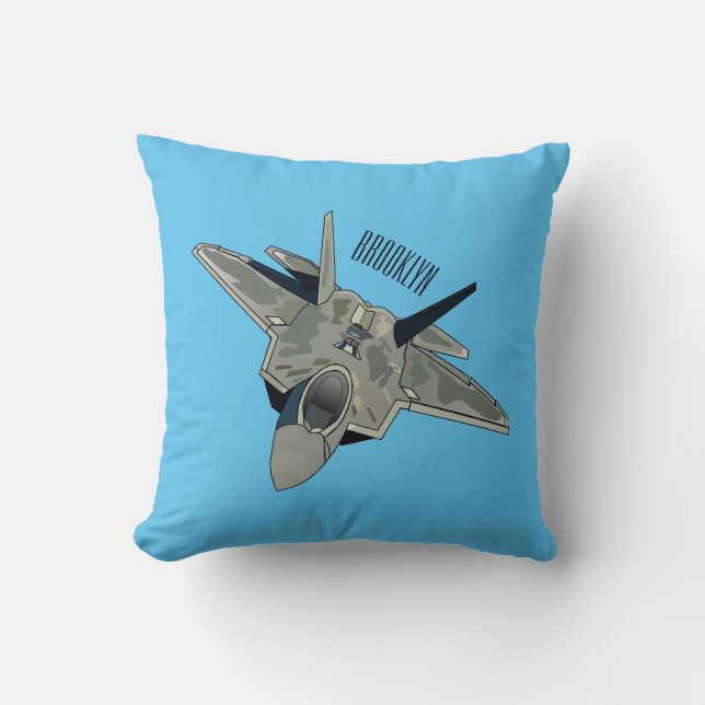 Fighter aircraft cartoon illustration cushion (Front)