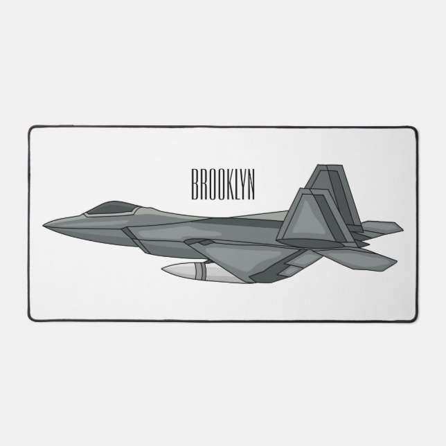Fighter aircraft cartoon illustration desk mat (Front)