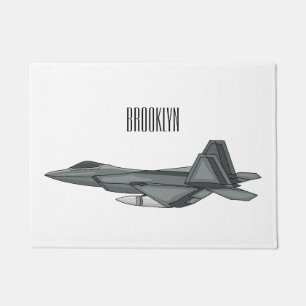 Fighter aircraft cartoon illustration doormat