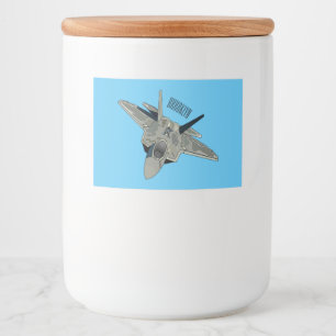 Fighter aircraft cartoon illustration food label