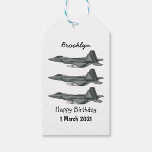 Fighter aircraft cartoon illustration gift tags