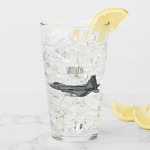 Fighter aircraft cartoon illustration glass