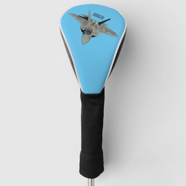Fighter aircraft cartoon illustration golf head cover (Front)