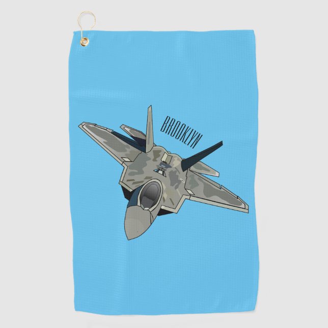 Fighter aircraft cartoon illustration golf towel (Front)