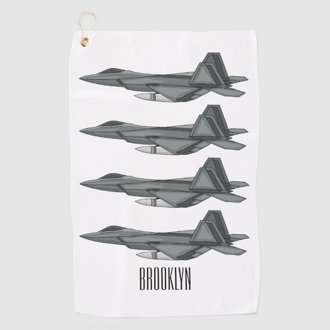 Fighter aircraft cartoon illustration golf towel (Front)