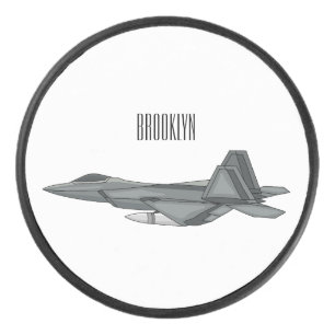 Fighter aircraft cartoon illustration hockey puck
