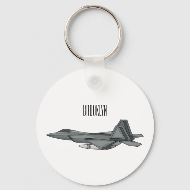 Fighter aircraft cartoon illustration  key ring (Front)