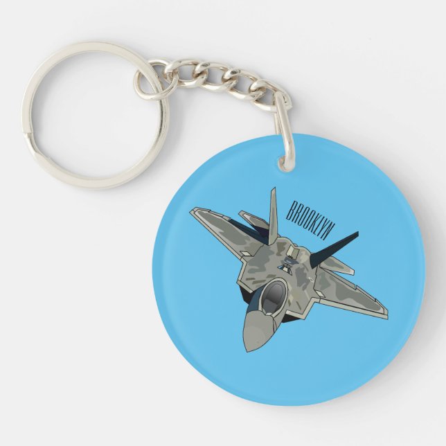 Fighter aircraft cartoon illustration key ring (Front)