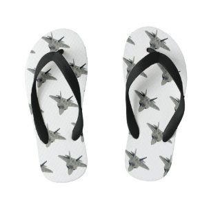 Fighter aircraft cartoon illustration kid's flip flops