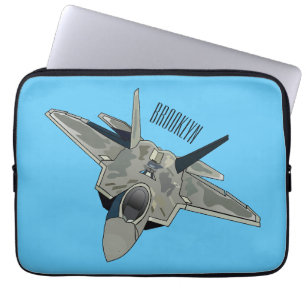 Fighter aircraft cartoon illustration laptop sleeve