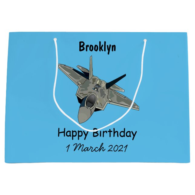 Fighter aircraft cartoon illustration large gift bag (Front)