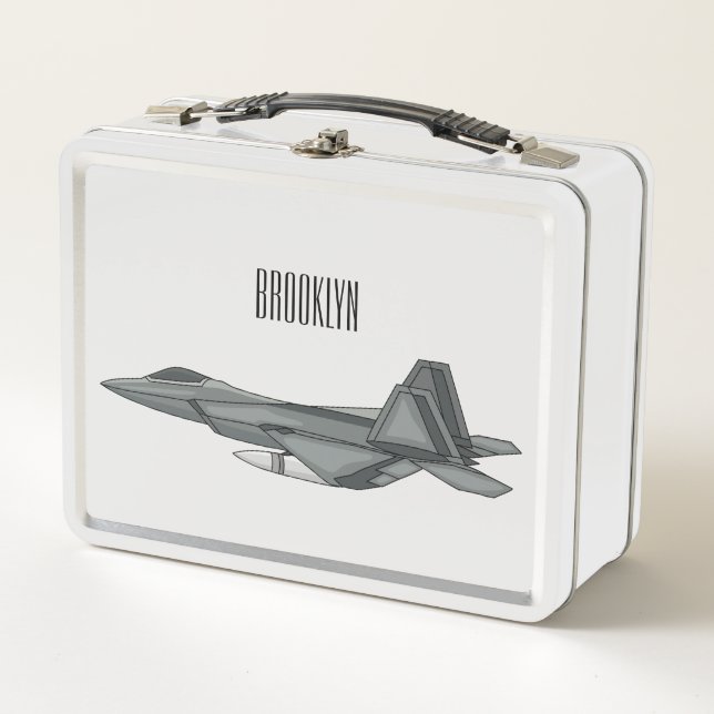 Fighter aircraft cartoon illustration  metal lunch box (Front)