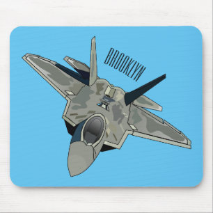 Fighter aircraft cartoon illustration mouse mat