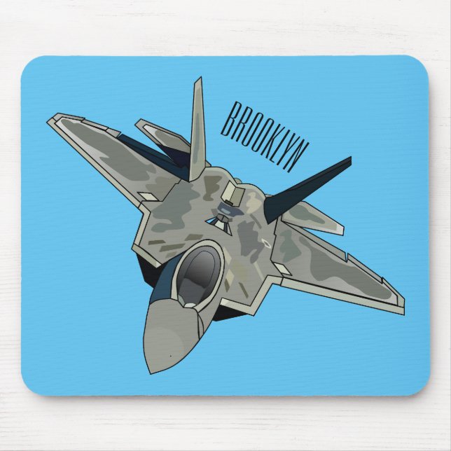 Fighter aircraft cartoon illustration mouse mat (Front)