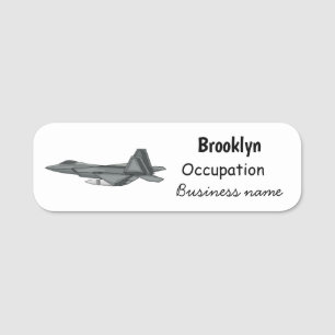 Fighter aircraft cartoon illustration name tag