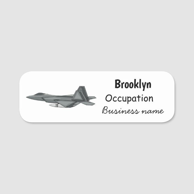 Fighter aircraft cartoon illustration name tag (Front)