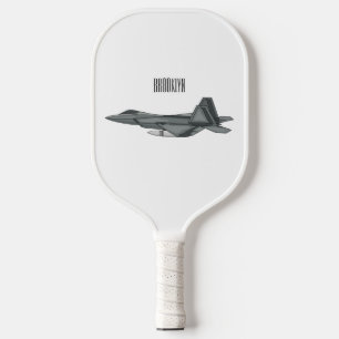 Fighter aircraft cartoon illustration pickleball paddle