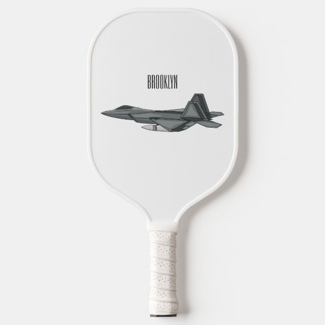 Fighter aircraft cartoon illustration pickleball paddle (Front)